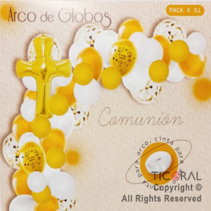 SET DE GLOBOS ARCO GUIRNALDA COMUNION X 51 UNIDADES X 1